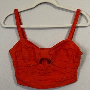Red Orange Bow Front Crop Top